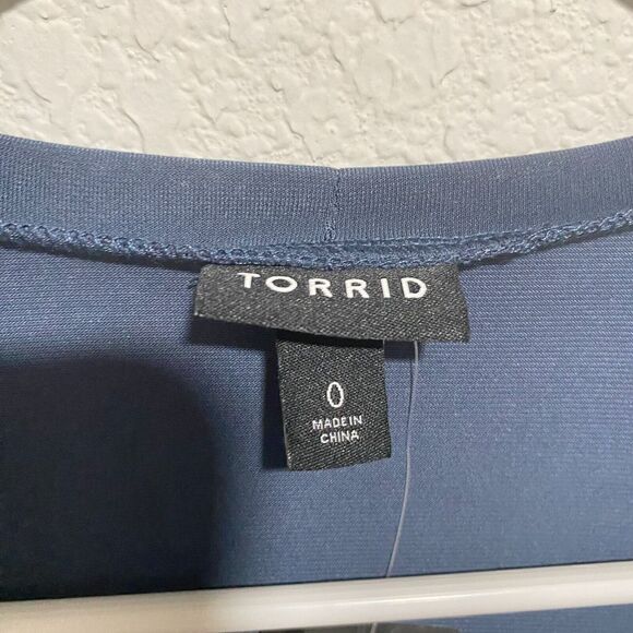 Torrid‎ Long Sleeve Open Front Long Duster Cardigan Sweater Navy Blue Size 0 - Picture 4 of 9